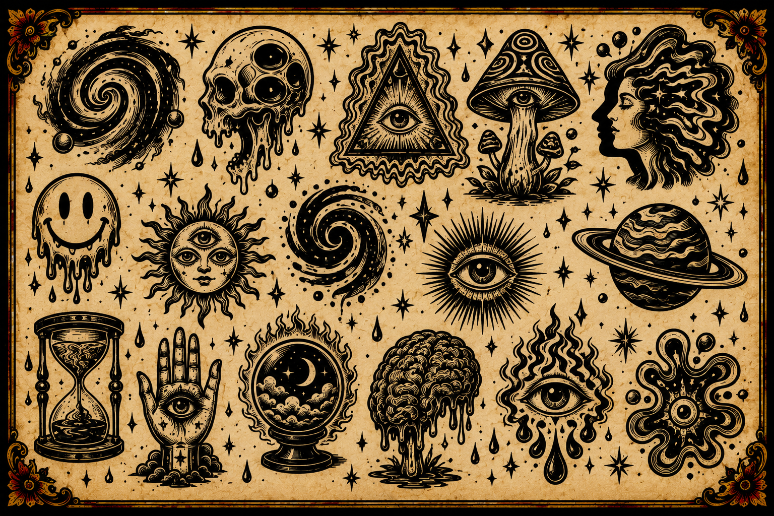 Tatuagem flash de serie psicodelica. Disponível no Micael Tatuagem, Muriaé MG.